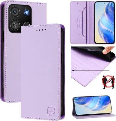 Immagine prodotto di Custodia in pelle per itel A05S, flip case con slot per carte di credito, portafoglio e supporto Purple