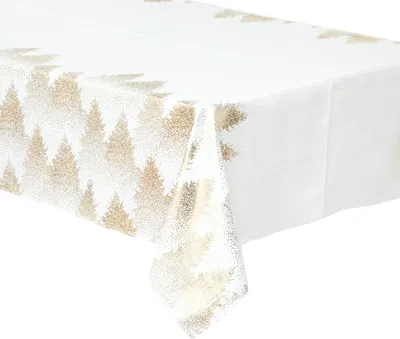 Produktbild von Bedruckte tischdecke tanne 140x240cm weiß und gold - Atmosphera créateur d'intérieur