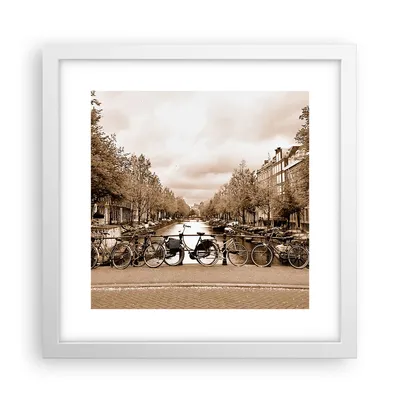Produktbild von Gerahmtes Poster - Weißer Rahmen - Kanal Fahrräder Amsterdam Zentrum - 30x30 cm - Wand Bild - Wanddeko - Wandbilder - Wandposter - Bilderrahmen - Bilder - Kunstdruck - Wandbild - P2WAC30x30-2971