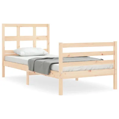 Produktbild von vidaXL Massivholzbett mit Kopfteil 90x200 cm