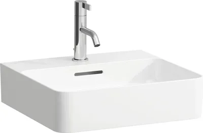 Produktbild von Laufen LF Val, Handwaschbecken, 81528.1, 1 Hahnloch, mit Überlauf, 450x420, weiß, 1 Stk.