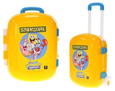 Image de Valise pour jouets SpongBob pour enfants, à roulettes, avec poignée, idéale pour les vacances, modèle QB001-204