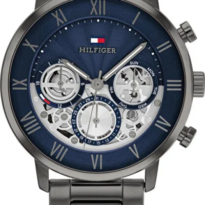 Produktbild von Tommy Hilfiger Herren Armbanduhr Legend 1710707, 44mm Gehäuse, Schwarz/Blau