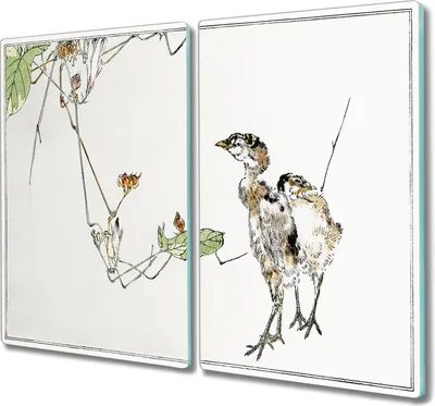 Produktbild von Coloray Hackbrett Küchenbrett Kochplattenabdeckung Schneidebrett Herdabdeckplatte 2x30x52 cm - Tiere Vögel Hühner