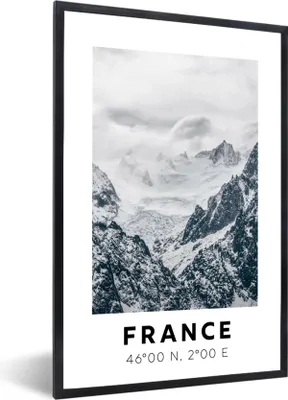 Produktbild von MuchoWow® Gerahmtes Poster Frankreich - Berge - Schnee 60x90 cm - Poster mit Schwarzem Bilderrahmen Wandposter Rahmen Foto Bilder - Kunst