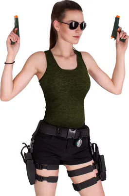 Produktbild von Black Snake® Damen Lara Croft Kostüm | Gürtel, rechtes + linkes Beinholster - Schwarz - OneSize