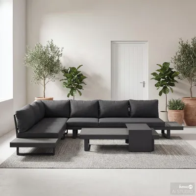 Produktbild von home24 Loungegruppe - 4-teilig - Aluminium / Webstoff