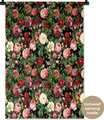 Produktbild von MuchoWow® Wandteppich Wandbehang Blumen - Vintage - Rosen 60x90 cm Tapisserie Dekoration Wandtuch - Foto-Teppich - Abwaschbar