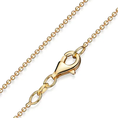 Produktbild von MATERIA by Matthias Wagner 1,2mm Kugelkette Silber 925 vergoldet diamantiert - Gold Halskette Damen 40-120cm #K73