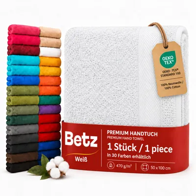 Produktbild von Betz Handtuch PREMIUM 100% Baumwolle 50x100 cm Gesicht- Hände- Körper- Handtuch Farbe - weiß