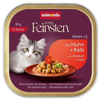 Productafbeelding van ANIMONDA Vom Feinsten Kitten, droogvoer voor kittens, met kip en rundvlees in saus, 85g