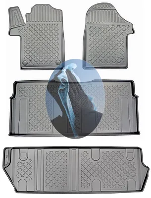 Produktbild von Z522502 TPE-Gummifußmatten kompatibel mit Mercedes V-Klasse Langversion Extra Lang W447 PKW 2014- 1. + 2. + 3. Sitzreihe, für starre (nicht verschiebbare) Sitze geeignet, fixiert auf Haken