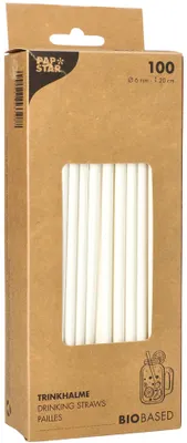 Produktbild von PAPSTAR Papier-Trinkhalm "pure" 200 mm weiß 100 Stück