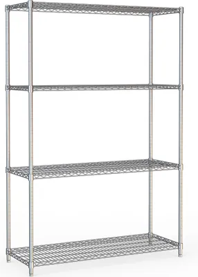 Produktbild von CHEFGASTRO Gitterbodenregal mit 4 Fachböden | HxBxT 180x120x45cm | Fachlast 250kg | Chrome