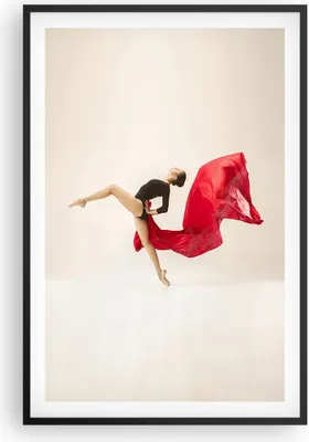 Produktbild von Gerahmtes Poster - Schwarzer Rahmen - Ballerina Tanz Rot - 61x91,5 cm - Wand Bild - Wanddeko - Wandbilder - Kunstposter - Wandposter - Bilderrahmen - Bilder - Kunstdruck - P2BPA61x91-4437