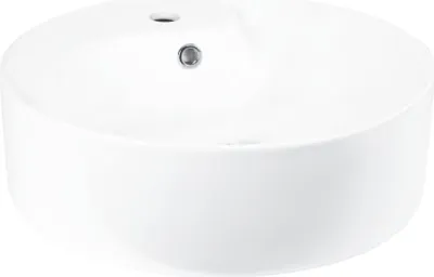Produktbild von Kerra Keramik Waschbecken KR-09 weiß glänzend mit Ablage rund
