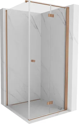 Image de Mexen Mist-F T cabine de douche pliante droite 110 x 110 cm, transparent, cuivre brossé - 8A6T-110-110-65-00-P