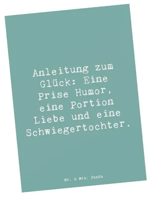 Produktbild von Mr. & Mrs. Panda Grußkarte Spruch Humor Liebe Schwiegertochter - Meeresbrise - Geschenk, Familienmitglieder, Familie feiern, Postkarten, Schwiegereltern, Dankeschön