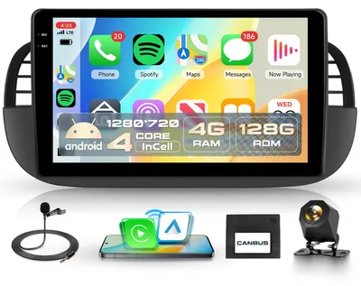Obrázek produktu pro 4G+128G, Bezdrátové CarPlay, Android 15, Autorádio pro model 500 (2007-2015) | 9palcový dotykový displej