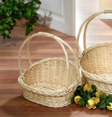 Produktbild von kleiner Bügelkorb aus Weide geflochten, weiß, Weidenkorb, Geschenkkorb, Dekokorb, Präsentkorb