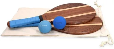Immagine prodotto di Set da beach tennis con palline e racchette in legno - Gioco da spiaggia per esterni