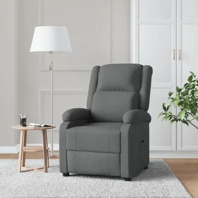 Imagen del producto de Sillón de color gris oscuro, tapizado en tela. Sillón de relax, ideal para el dormitorio. Sillón ajustable con 3 posiciones