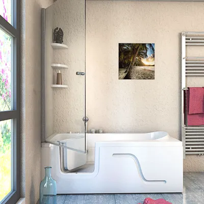 Produktbild von Seniorendusche Kombi Duschkabine Whirlpool Seniorenwanne mit Tür S17D-EH-WP-R 75x150x194 cm