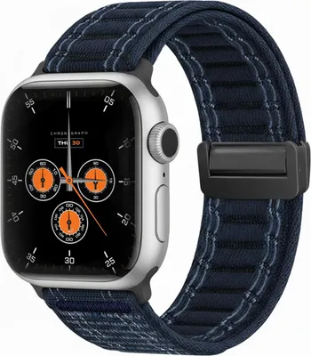 Produktbild von Smartwatch Armband für Apple Watch Series 2 42mm Nylon Textil Band Ersatzband Wechselband Magnetverschluss flexibel atmungsaktiv Blau Dunkelblau