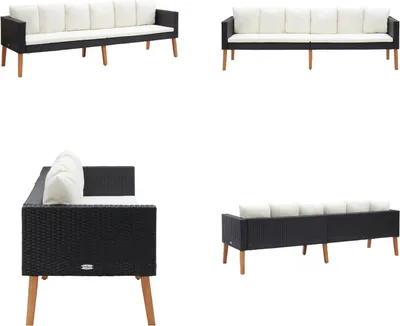 Produktbild von vidaXL 3 Sitzer Gartensofa mit Auflagen Poly Rattan Schwarz - Gartensofa - Gartensofas - Sofa - Sofas