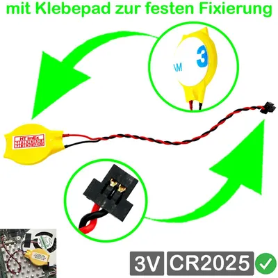 Produktbild von CR2025 Bios CMOS Batterie mit stecker 6 x 3 mm kabel für Schenker Notebook PC