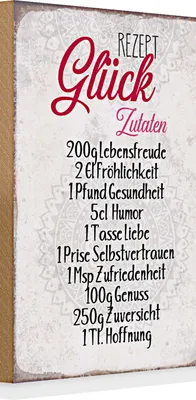 Produktbild von Holzschild Spruch 20x30cm Rezept Glück Zutaten