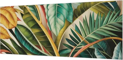 Produktbild von Wandtapete - Dekorative Tapete für Wohnzimmer- Tapetenfolie für Wanddekoration - 208x146 cm - Exotische Blätter