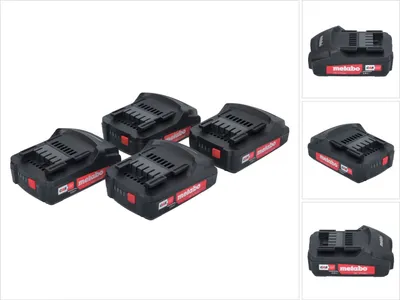 Zdjęcie produktu dla Zestaw akumulatorów Metabo 4x akumulator Li-Power 18 V 2,0 Ah CAS Li-Ion ( 4x 625596000 ) ze wskaźnikiem poziomu naładowania