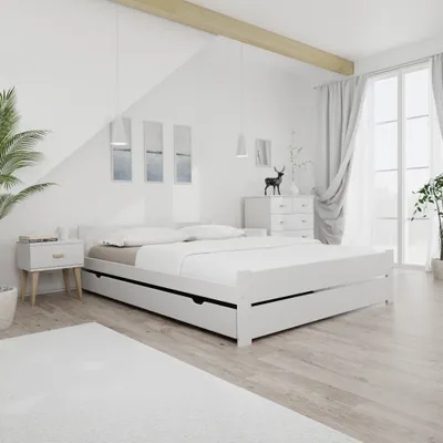 Obrázok produktu pre Posteľ IKAROS DOUBLE 120 x 200 cm, biela Matrac: Matrac DELUXE 10 cm, Rošt: S lamelovým roštom