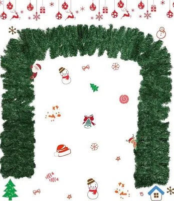 Productafbeelding van Famanu Kunstplant Kerstkrans, 2,7 meter - Decoratieve krans voor binnen- en buitengebruik