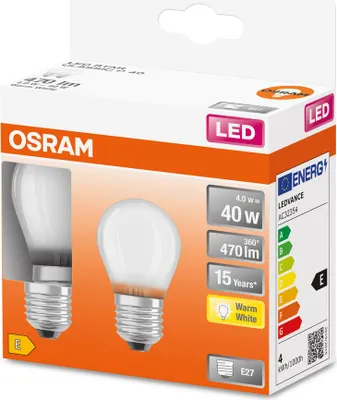 Image de Led Sphérique Verre Dépoli 4w E27 Chaud Boite 2 - Osram
