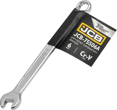 Zdjęcie produktu dla JCB | Klucz oczkowy kątowy 6mm, klucz płaski, klucz płasko-oczkowy, klucz kombinowany, klucz oczkowy