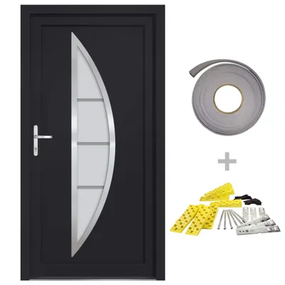 Image de vidaXL Porte d'entrée anthracite 98x208 cm PVC
