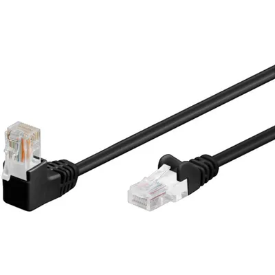 Produktbild von Síťový kabel CAT 5e, U/UTP, 1x 90° úhelník, černý - délka: 0,50 m