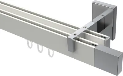 Produktbild von Interdeco Innenlaufstange / Gardinenstange mit Innenlauf Weiß / Chrom, Typ Smartline Lox (Quader), 14x35 mm 2-läufig, 140 cm