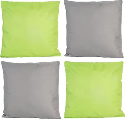 Produktbild von JACK 4x Outdoor Lounge Kissen 45x45cm viele Farben Dekokissen inkl. Füllung Wasserfest Sitzkissen Garten Stuhl, Farbe:2x Grau - 2x Grün