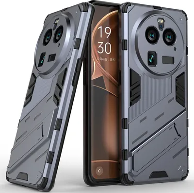 Produktbild von Armor Hülle für Oppo Find X6 Pro, Hybrid PC TPU Bumper Stoßfestes Schutzhülle mit Standfunktion Grau