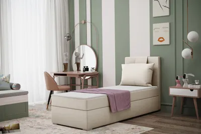 Produktbild von Kaiser Möbel Boxspringbett mit bettkasten matratze topper AMANDA 100 cm Hellbeige