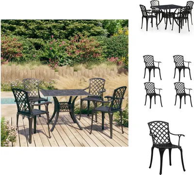 Image de vidaXL Ensemble Bistro 5 pièces fonte d'aluminium noir - ensembles de meubles de jardin