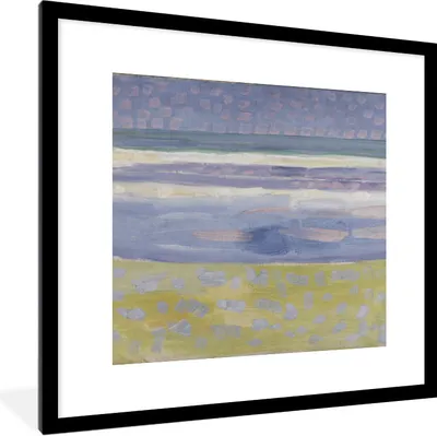 Produktbild von MuchoWow® Gerahmtes Poster Meer nach Sonnenuntergang - Piet Mondrian 40x40 cm - Poster mit Schwarzem Bilderrahmen Wandposter Rahmen Foto Bilder - Poster - Plakat im Rahmen