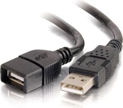 Produktbild von C2G 2 m (6.6ft) Verlängerungskabel USB 2.0-A Stecker zu A-Buchse – Schwarz, 2 m, USB A, USB A, USB 2.0, Schwarz
