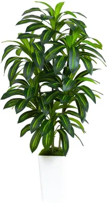 Image de Plante artificielle de 180 cm dans un pot blanc, pour la décoration intérieure et extérieure
