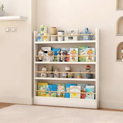 Produktbild von Kinder Bücherregal Wandregal Holzfarbe 100x10x120cm Weiß