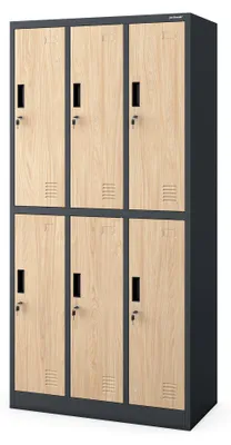 Immagine prodotto di Armadietto a scomparti 3B2A, armadietto di sicurezza, armadietto metallico, armadietto spogliatoio a 6 scomparti, lamiera d'acciaio verniciata a polvere, 185 cm x 90 cm x 45 cm, antracite/rovere Sonoma
