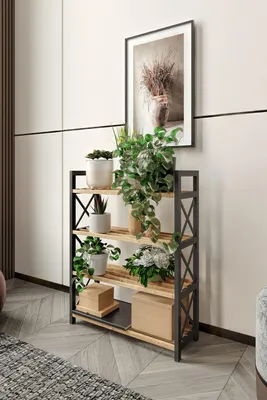 Obrázok produktu pre Skye Decor, univerzálna polica zo 100 % umelého dreva, čierna, 46 x 64 x 18 cm | Moderný priemyselný dizajn | Ideálna do obývacích izieb, kancelárií a kreatívnych priestorov